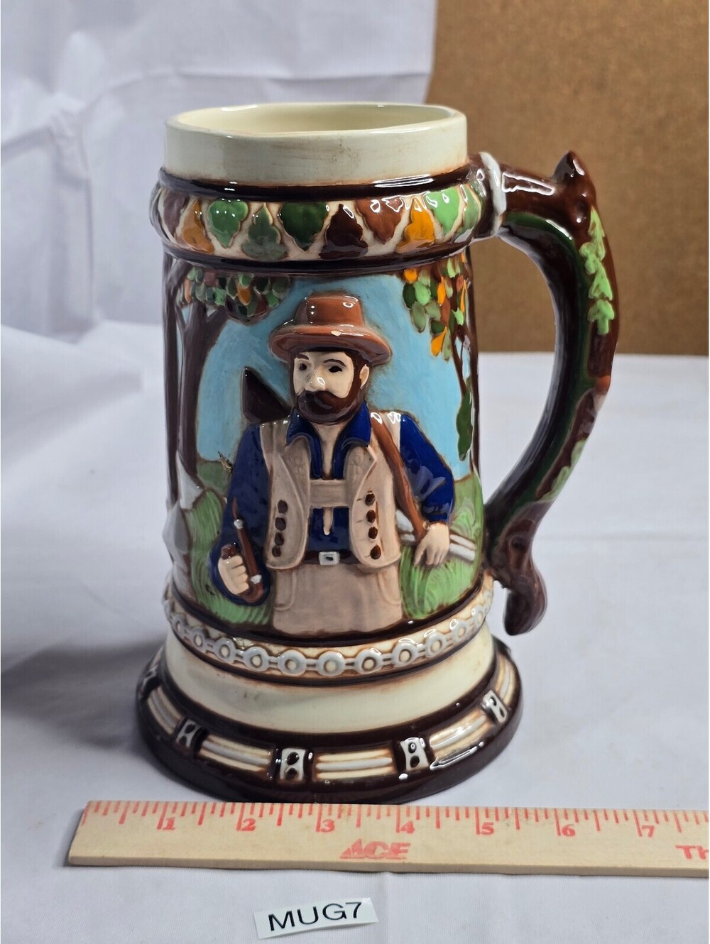 Vintage Ceramic Hunting Themed Beer Stein Mug